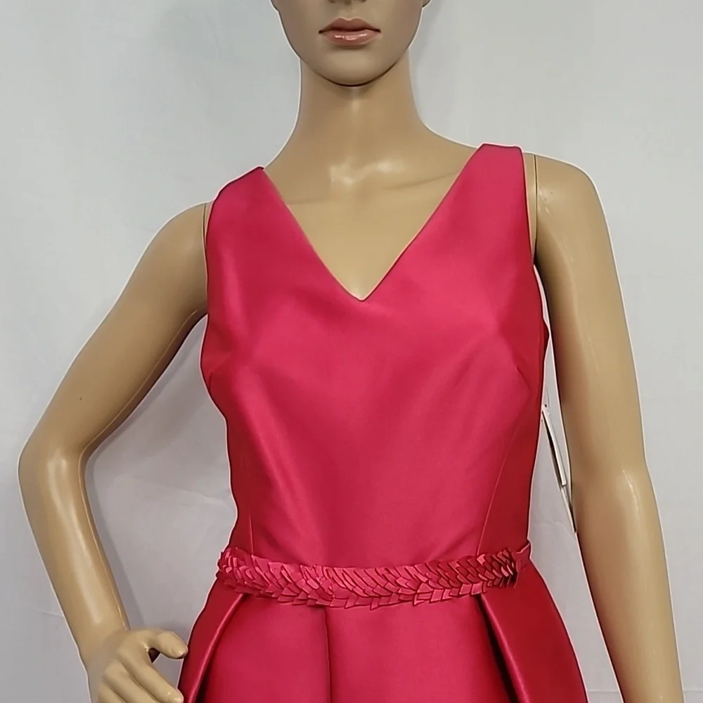 Teri Jon Fuschia Sleeveless V Neck Dress